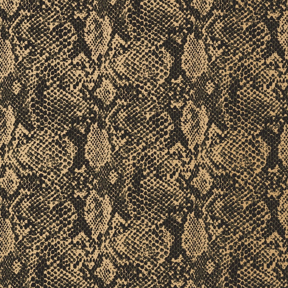 T75168 Boa Faux Resource Black on Metallic Gold Wallpaper by Thibaut