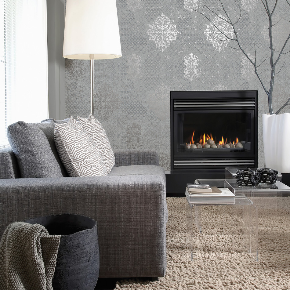 CM2483 Lustre Metallic Silver Grey Wallpaper by Galerie