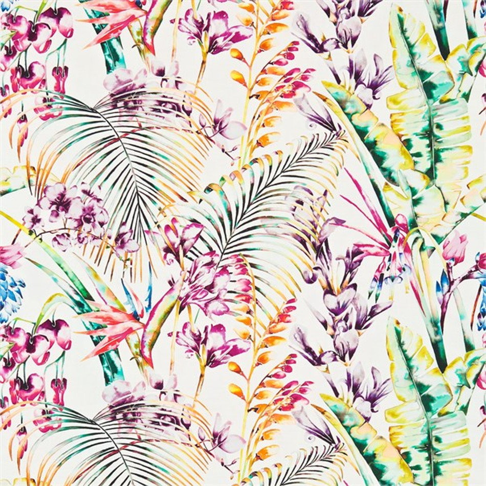 120351 Paradise Amazilia Papaya Flamingo Apple Fabric by Harlequin