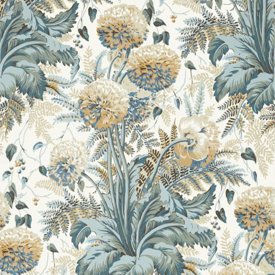 AT24539 Dahlia Devon Soft Gold on Cream Wallpaper by Anna French