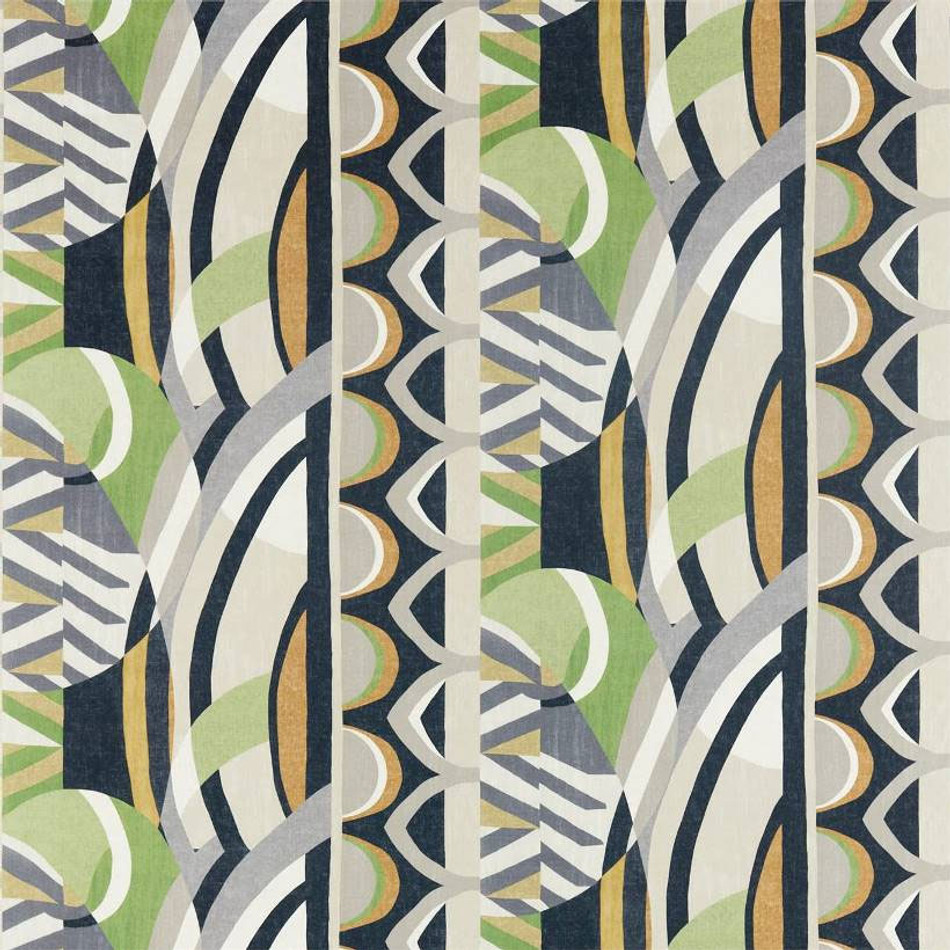 120793 Atelier Saffron Charcoal Wasabi Fabric by Harlequin