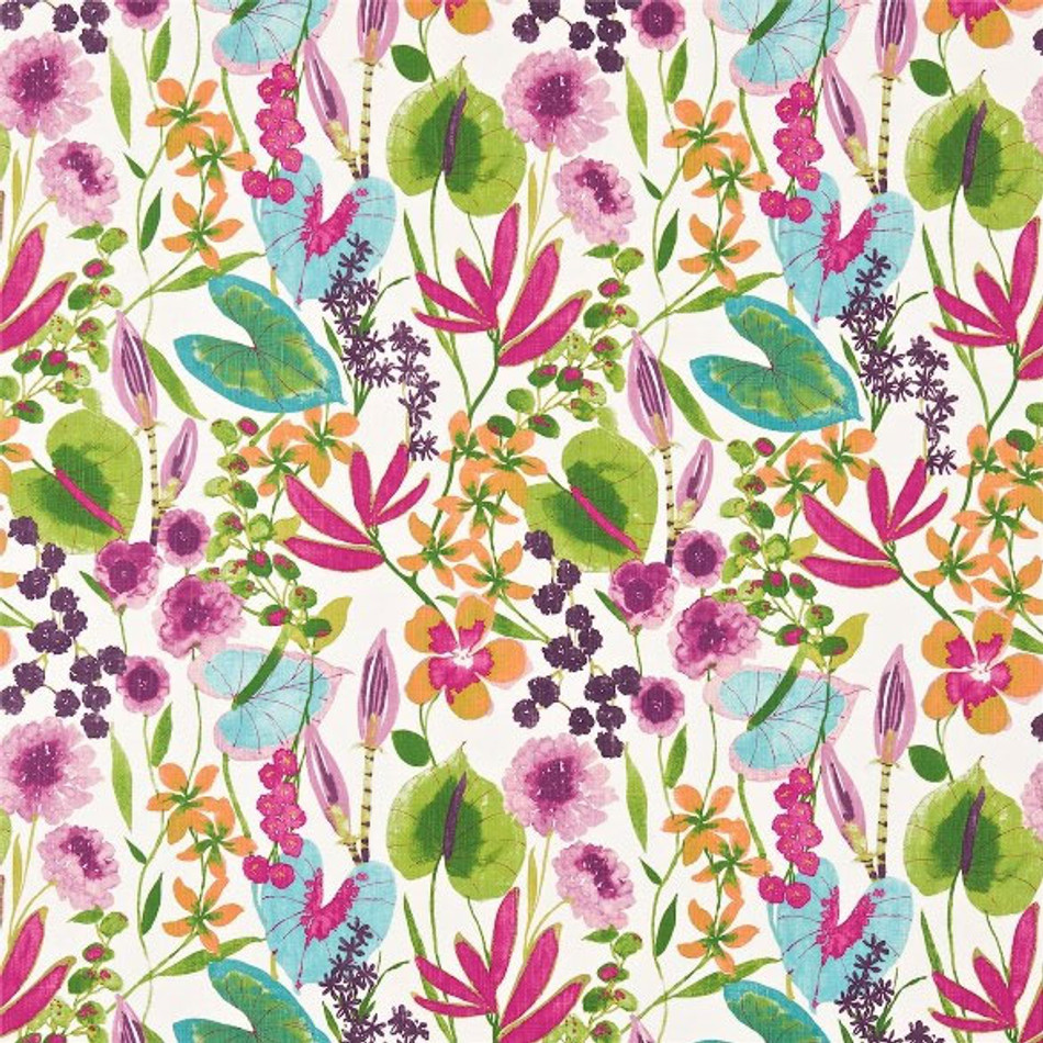 120331 Nalina Flamingo Papaya Loganberry Fabric by Harlequin