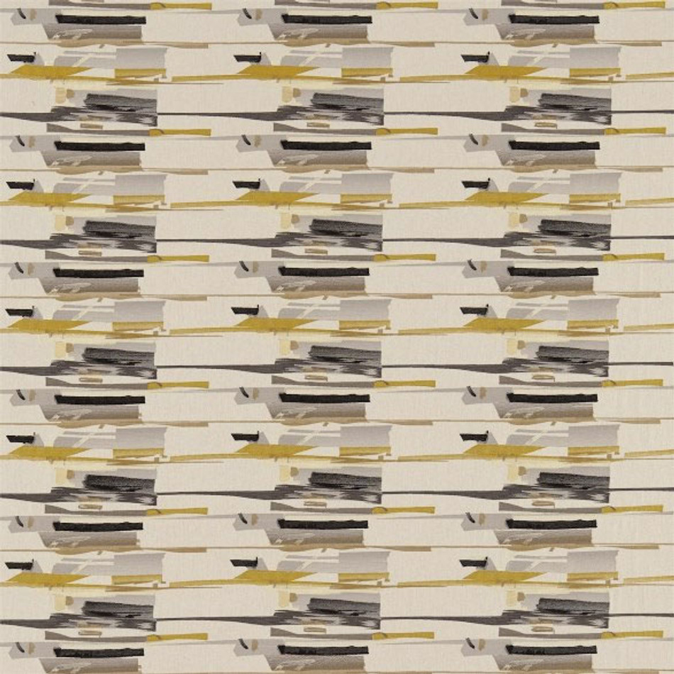 130698 Zeal Charcoal Neutral Mustard Onyx Harlequin Fabric