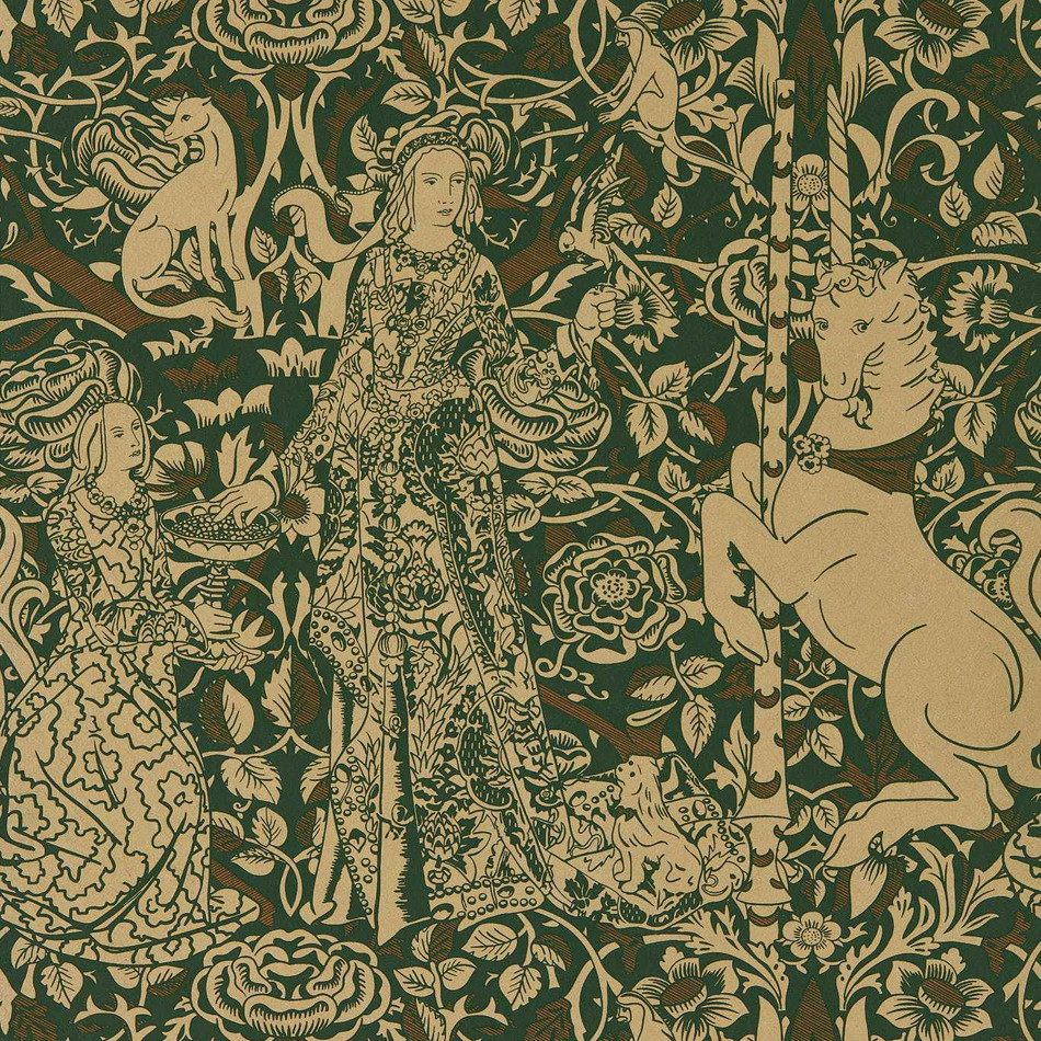 217297 Aurelia's Grail Giles Deacon Gobelin Green and Bronze Wallpaper by Sanderson