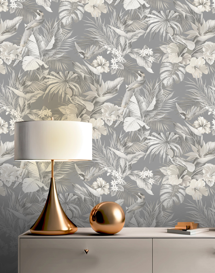 539073 Paradise Birds Grey Vasari Wallpaper by Rasch 539073 Paradise Birds Grey Vasari Wallpaper by Rasch