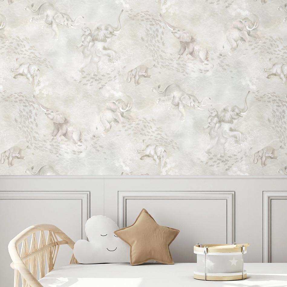 BMPP004/02D Elephant Breaststroke Wallpaper by Brand McKenzie BMPP004/02D Elephant Breaststroke Wallpaper by Brand McKenzie
