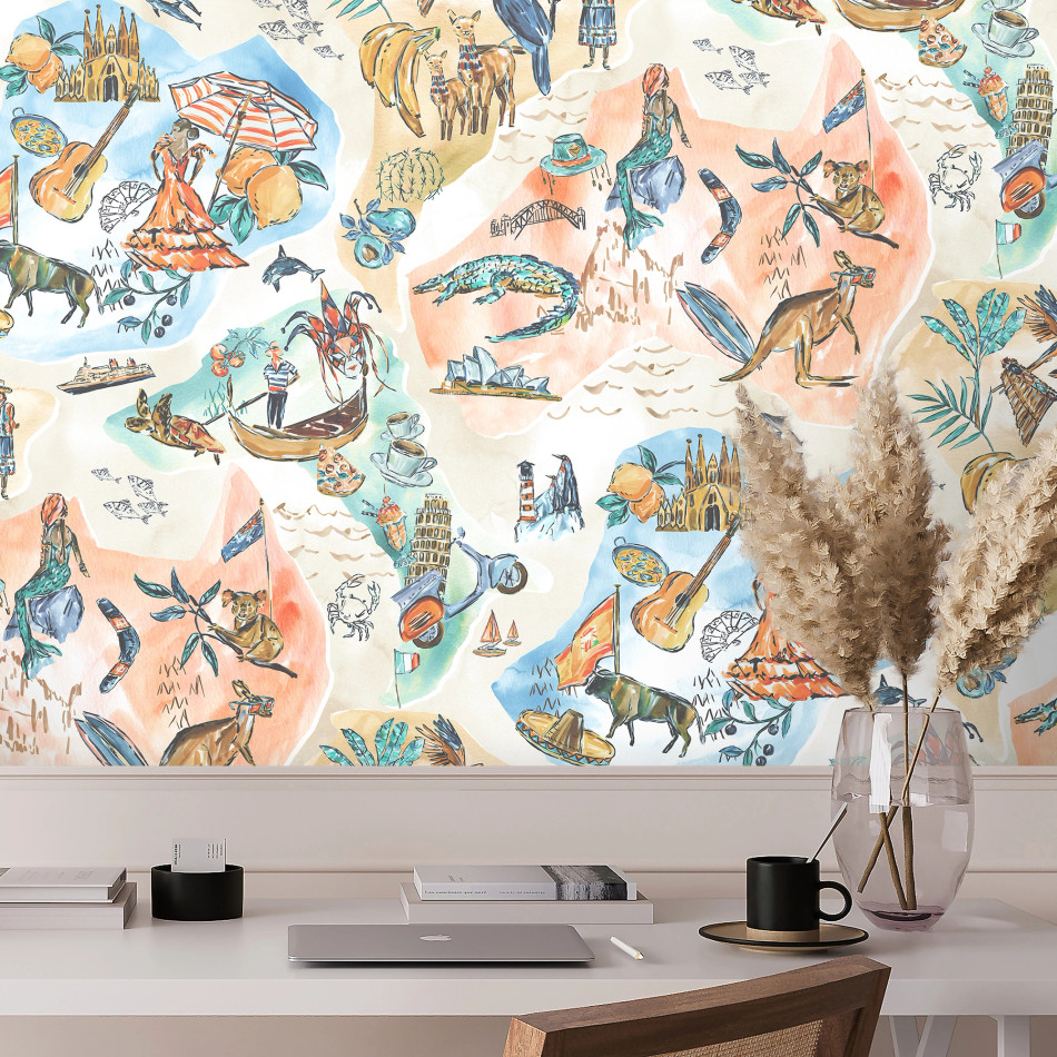 BMPP004/10B Travel Map Wallpaper by Brand McKenzie BMPP004/10B Travel Map Wallpaper by Brand McKenzie