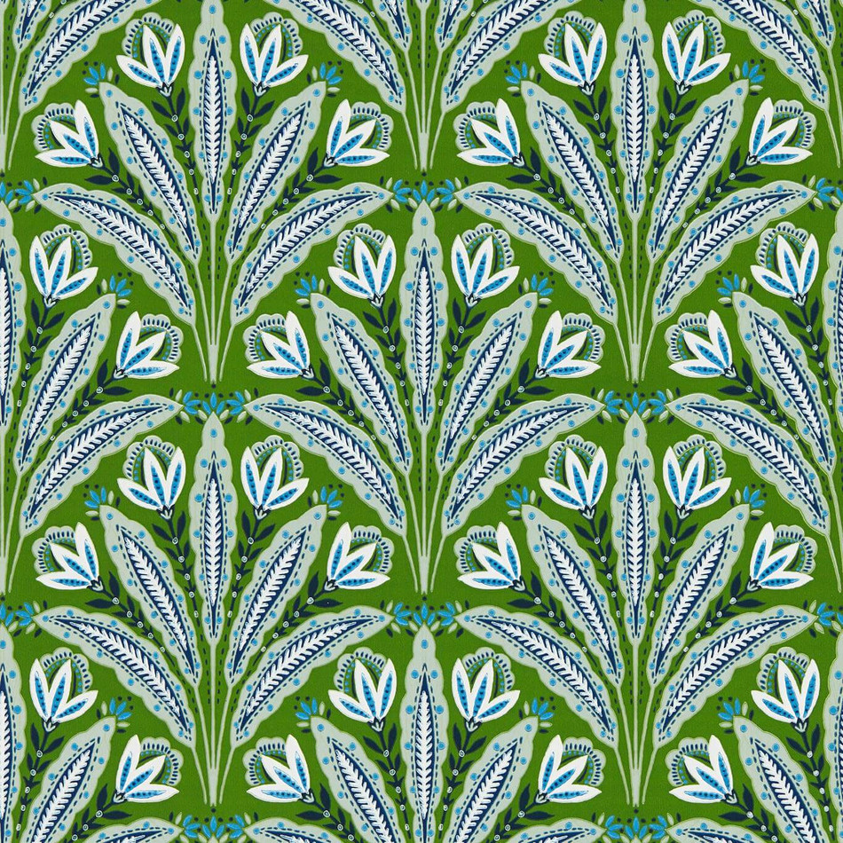 W0193/01 Attingham Secret Garden Cobalt/Green Wallpaper by Clarke & Clarke