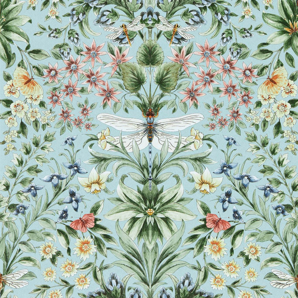 W0196/02 Mirabell Secret Garden Seaglass Wallpaper by Clarke & Clarke