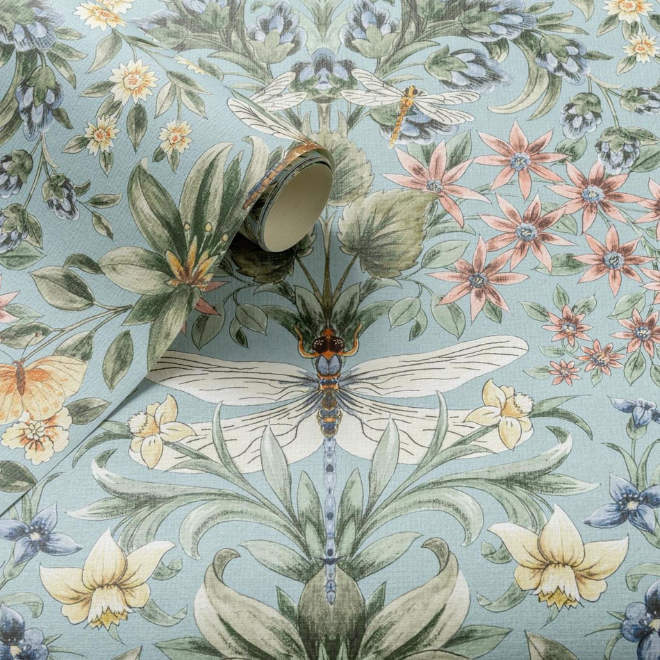 W0196/02 Mirabell Secret Garden Seaglass Wallpaper by Clarke & Clarke