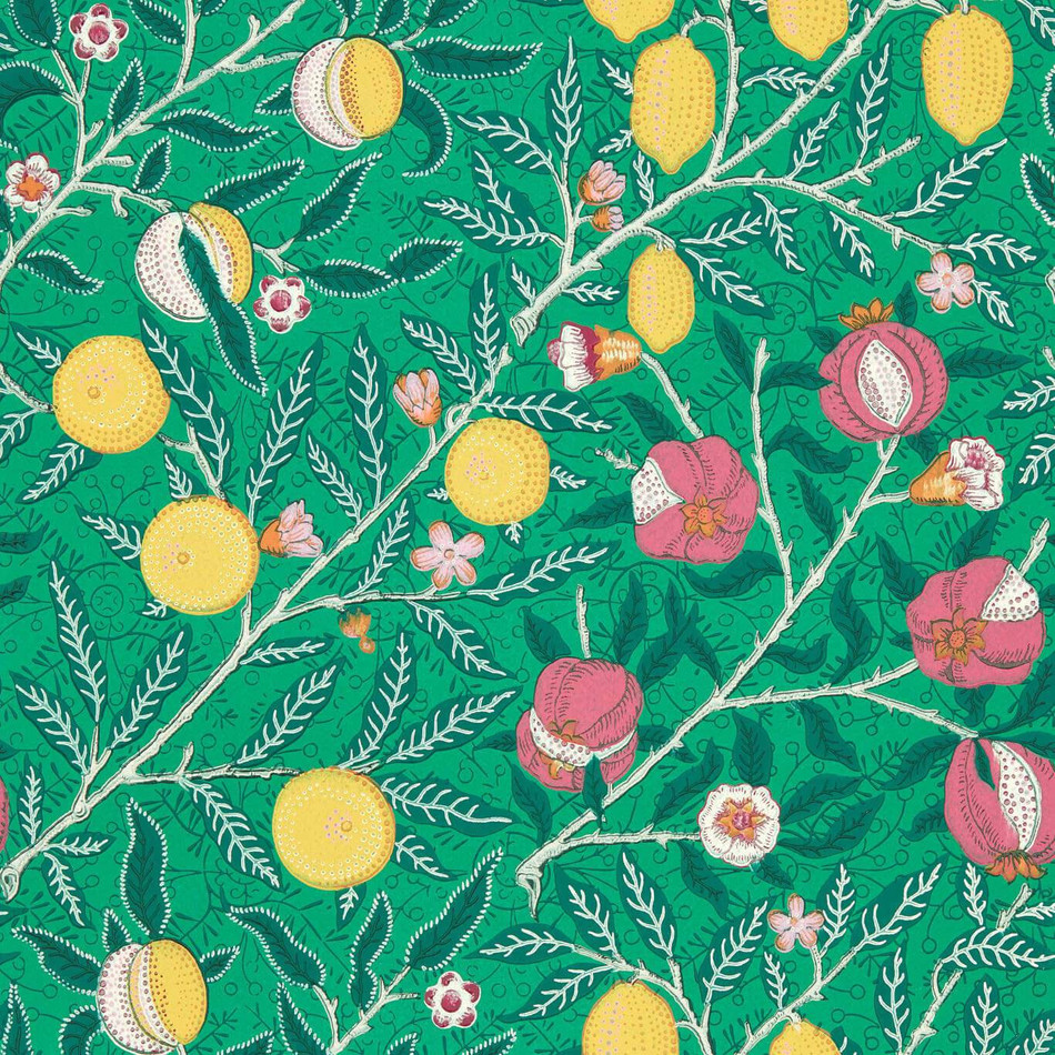 510018 Fruit Bedford Park Tangled Green Wallpaper by Morris & Co