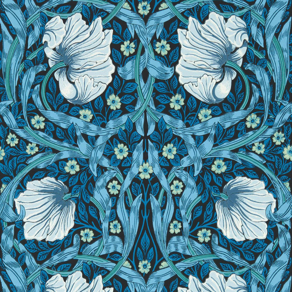 217331 Pimpernel Bedford Park Midnight & Opal Wallpaper by Morris & Co