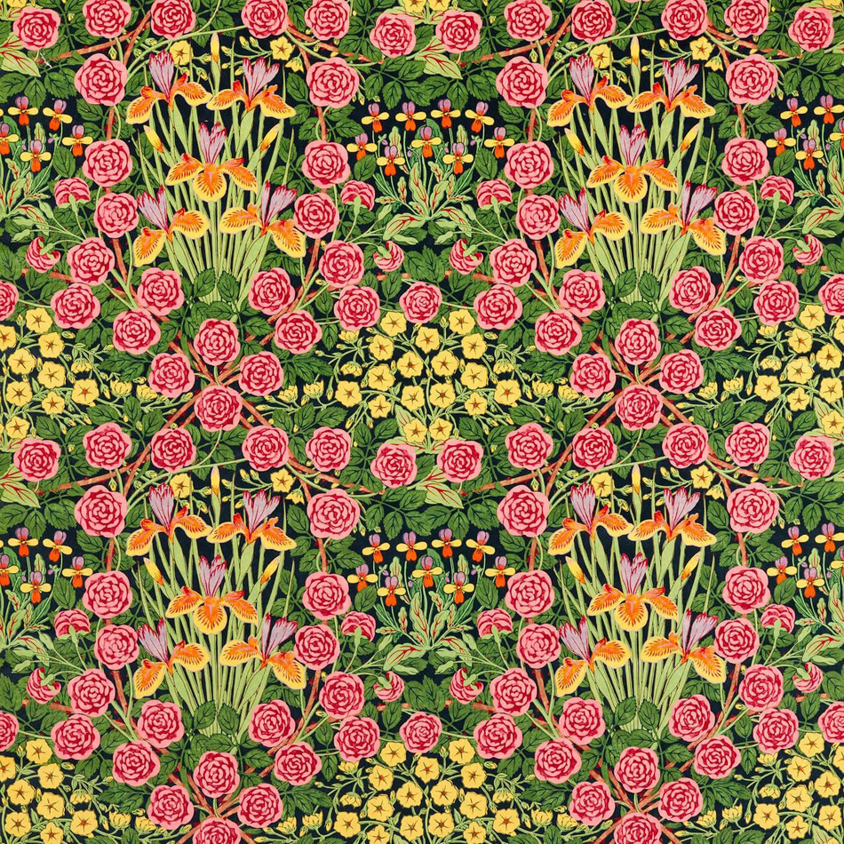 227223 Campanula Bedford Park Sunburst/Ebony Fabric by Morris & Co