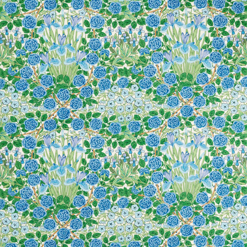 227224 Campanula Bedford Park Peacock/Opal Fabric by Morris & Co