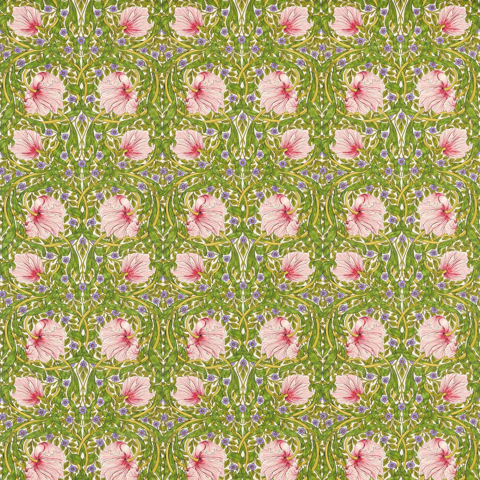 227214 Pimpernel Bedford Park Sap Green/Strawberry Fabric by Morris & Co