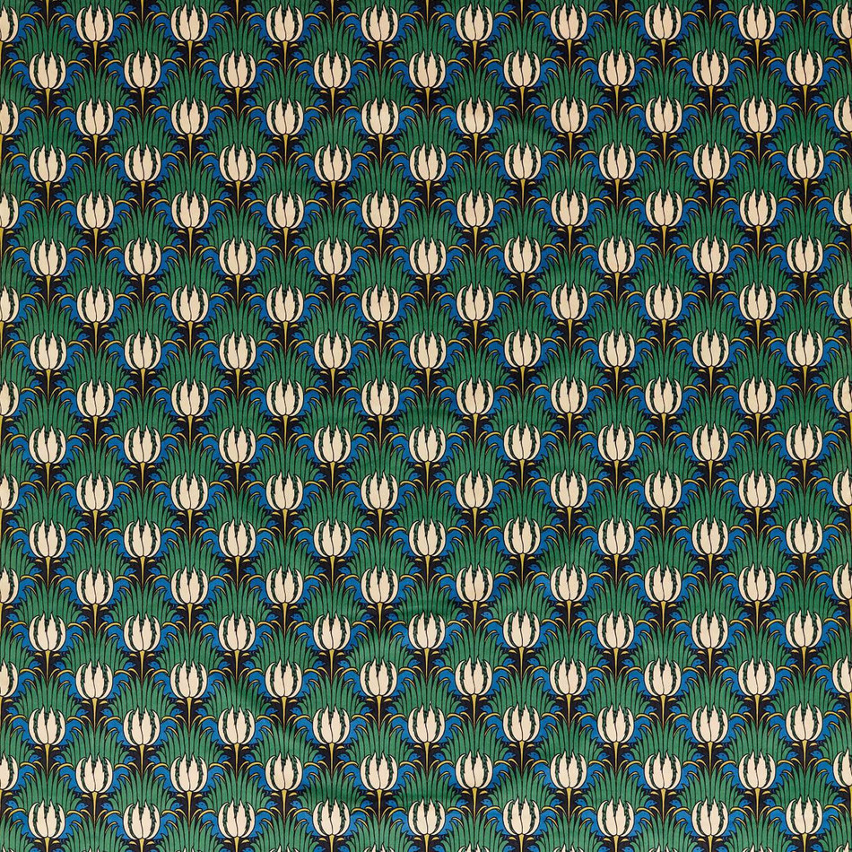 520013 Tulip & Bird Bedford Park Goblin Green & Raven Fabric by Morris & Co