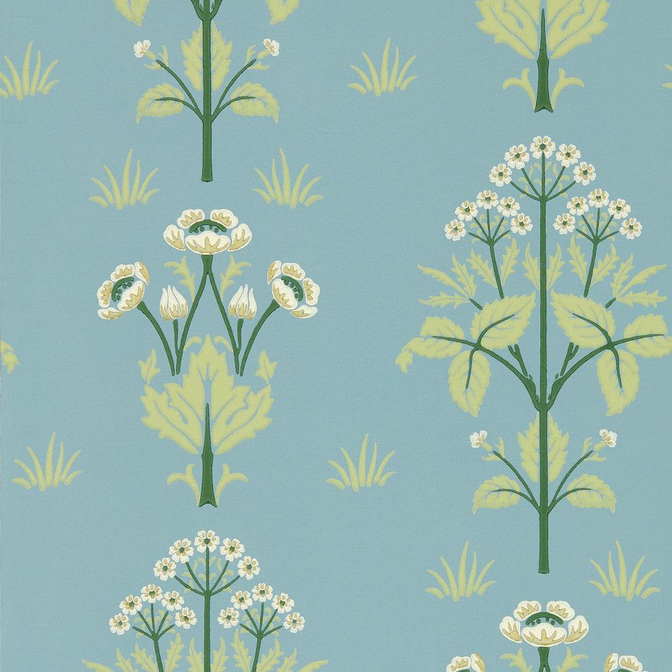 217367 Meadow Sweet Morris & Friends Mineral Blue Wallpaper by Morris & Co