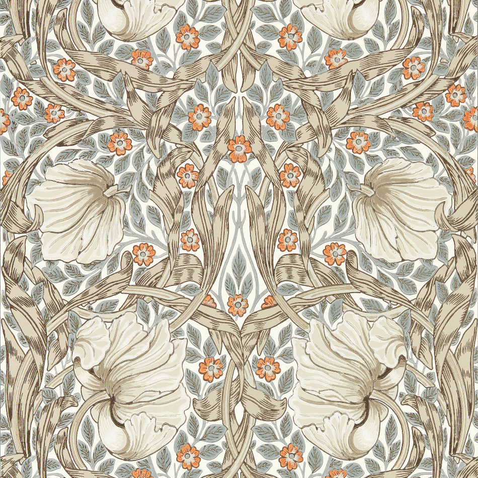 217364 Pimpernel Morris & Friends Linen & Coral Wallpaper by Morris & Co