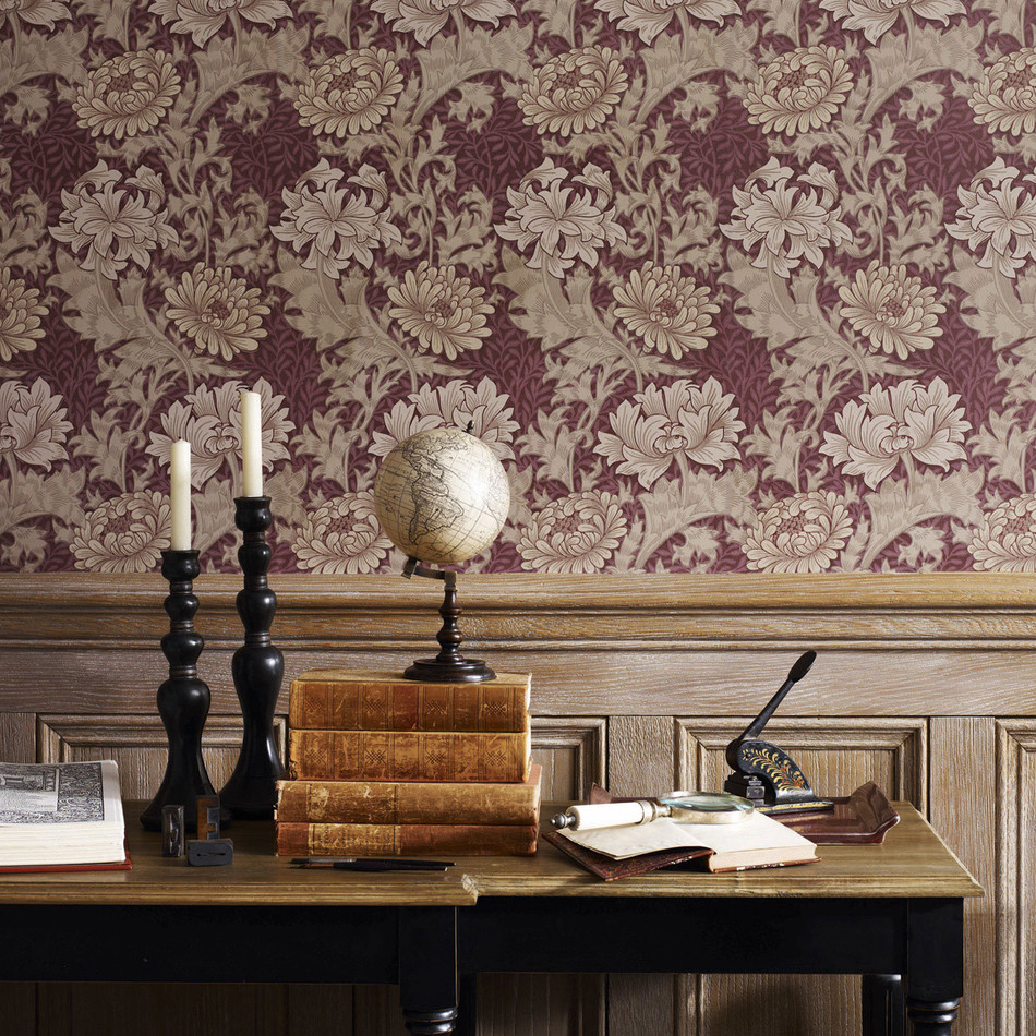 DMOWCH103 Chrysanthemum Toile Morris & Friends Ivory and Gold Wallpaper by Morris & Co DMOWCH103 Chrysanthemum Toile Morris & Friends Ivory and Gold Wallpaper by Morris & Co