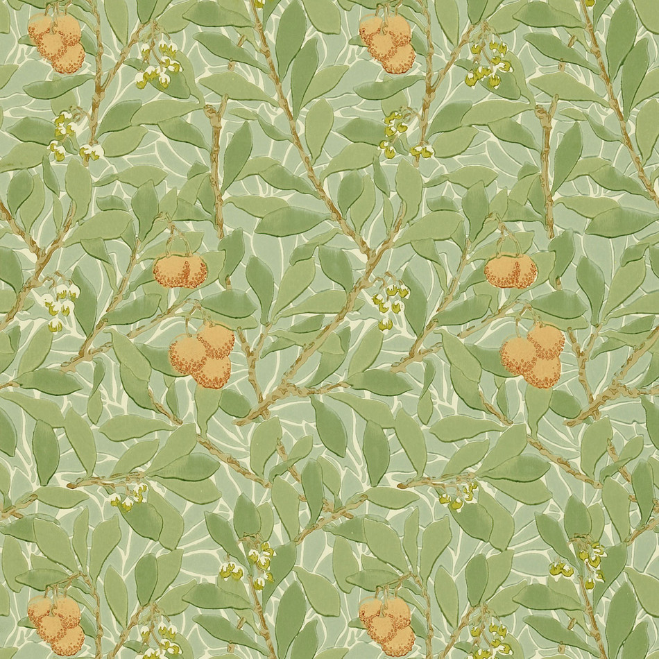 DJA1A7103 Arbutus Morris & Friends Green and Terracotta Wallpaper by Morris & Co