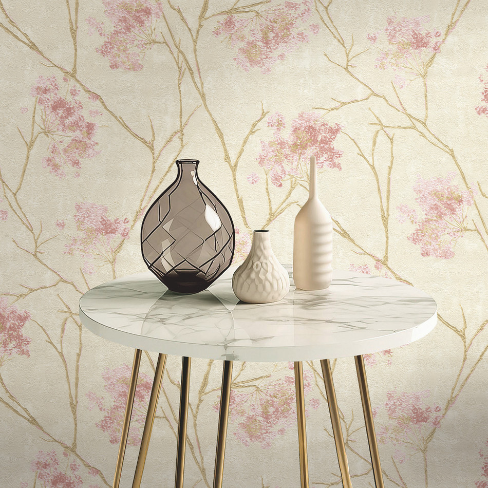 M95670 Sofia Sprig Blush Vymura Wallpaper by Fine Decor