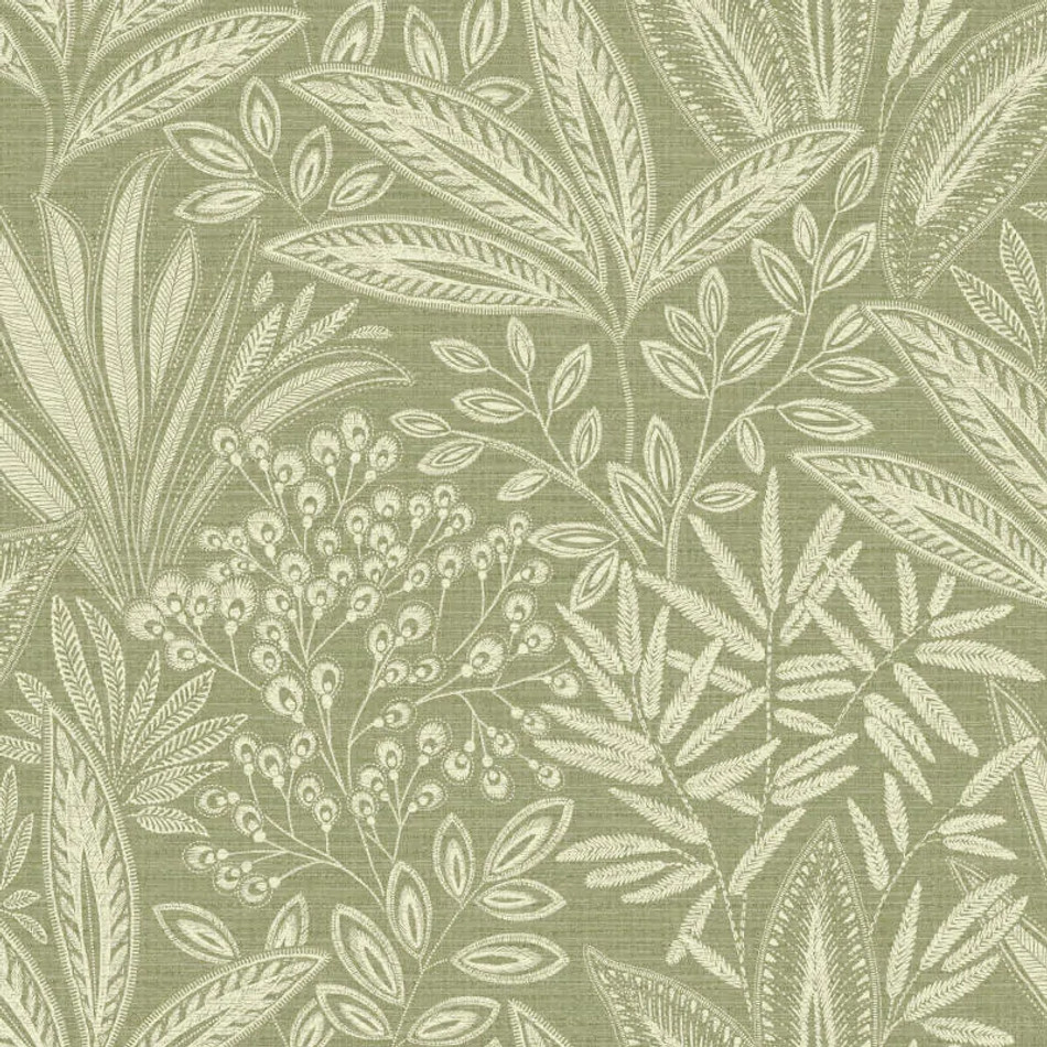 M1780 Sahara Leaf Fern Green Wallpaper By Crown