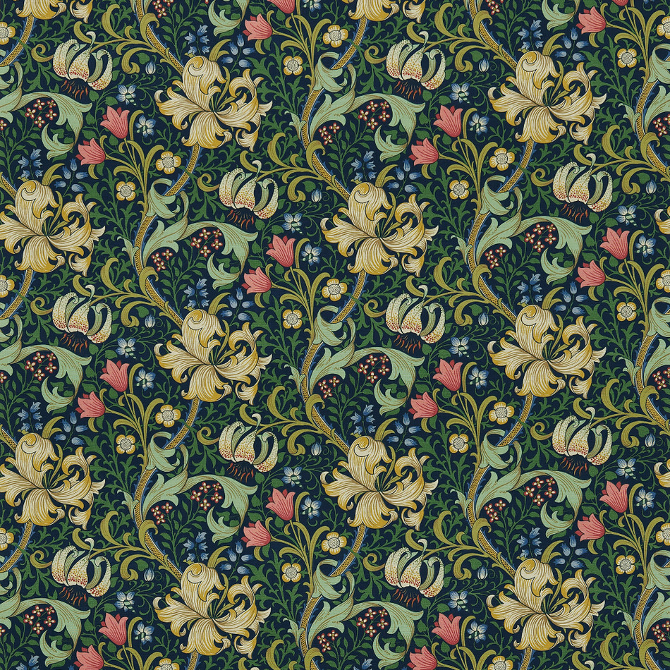 DMC1G3202 Golden Lily Morris & Friends Terracotta Fabric by Morris & Co