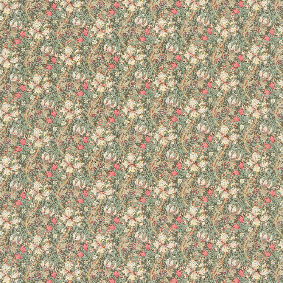 DMC1G4206 Golden Lily Minor Morris & Friends Artichoke and Vanilla Fabric by Morris & Co