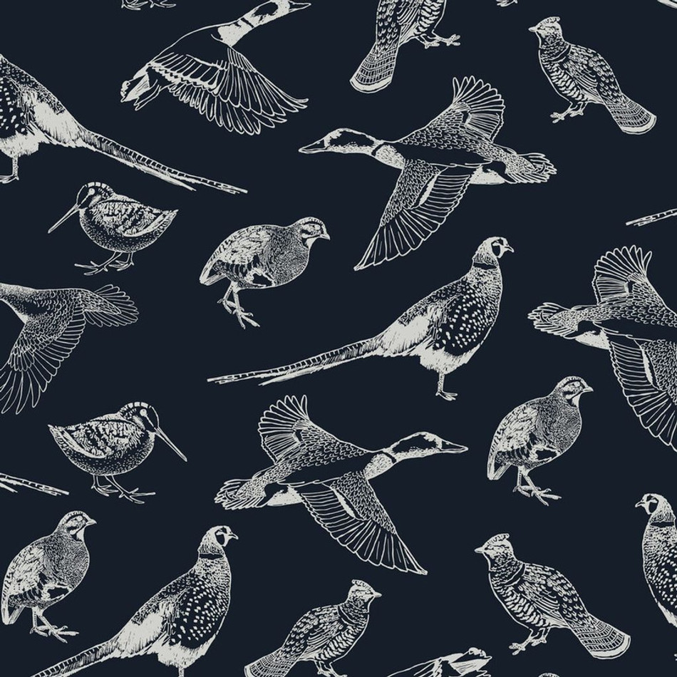 118555 Hunting Birds French Navy Wallpaper by Joules