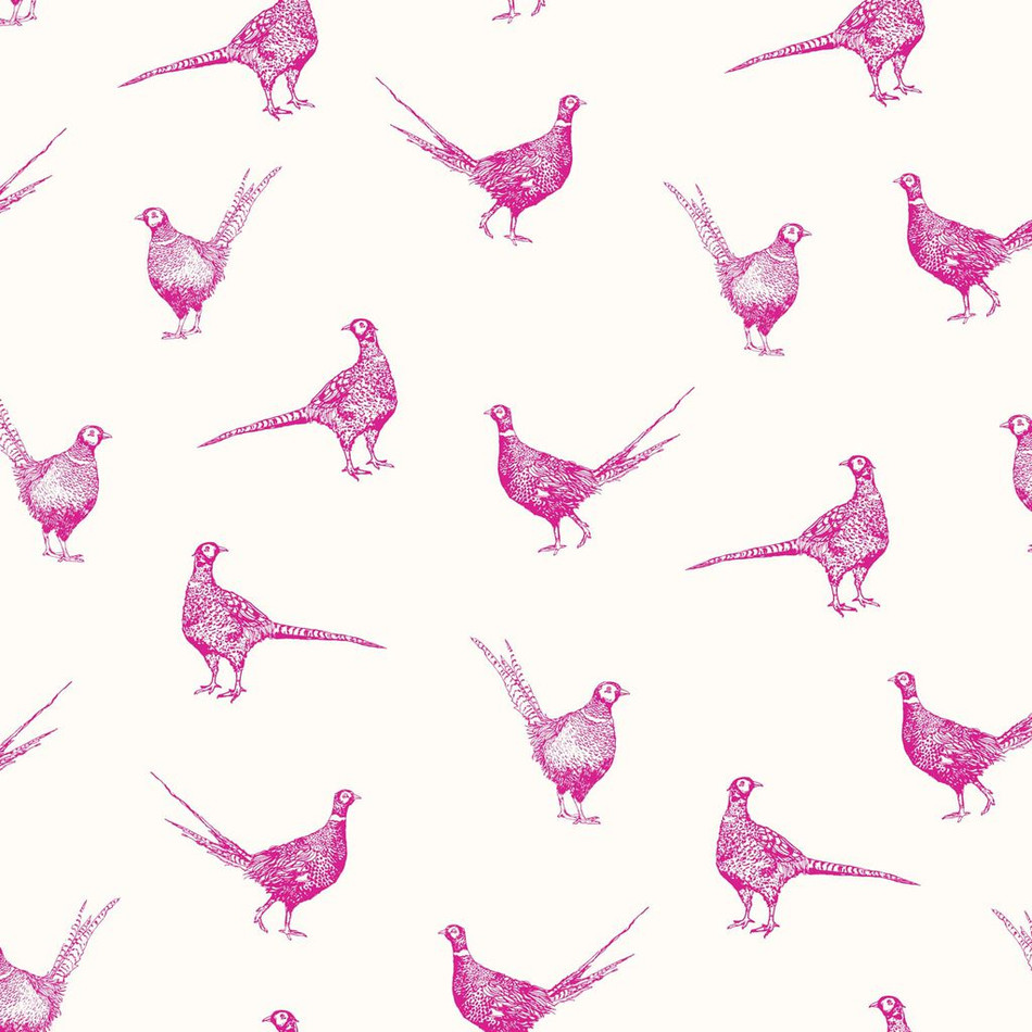 118551 Flirty Pheasants Truly Pink Wallpaper by Joules