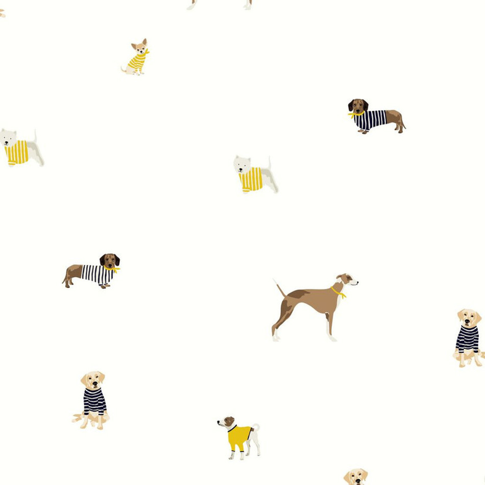 118560 Harbour Dogs Creme Wallpaper by Joules