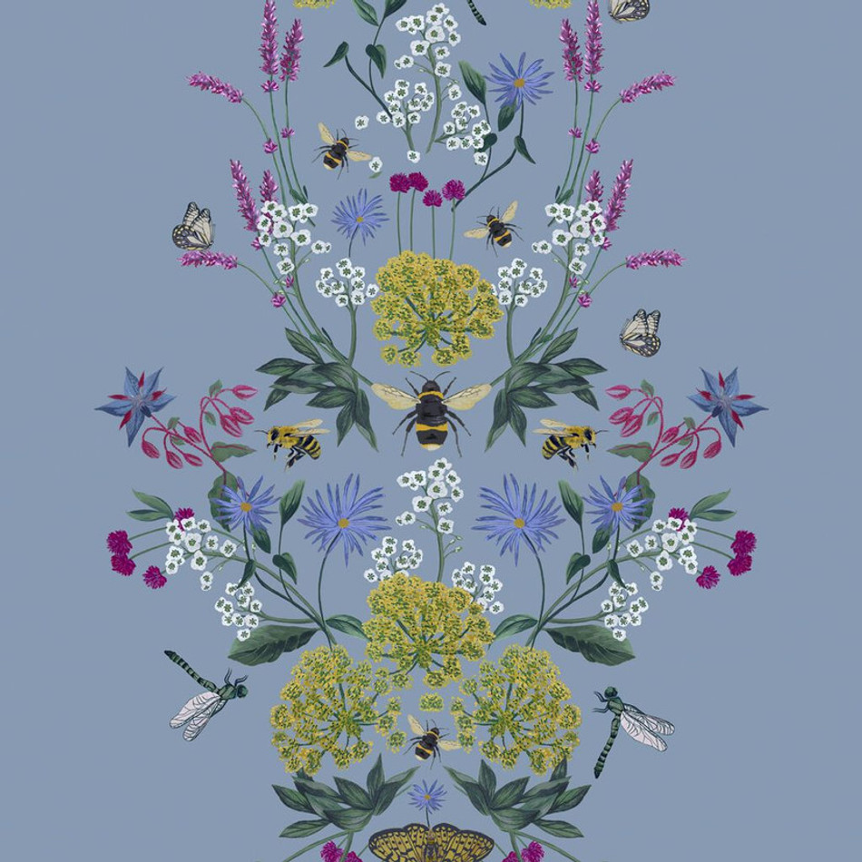 118577 Perfect Pollinators Haze Blue Wallpaper by Joules