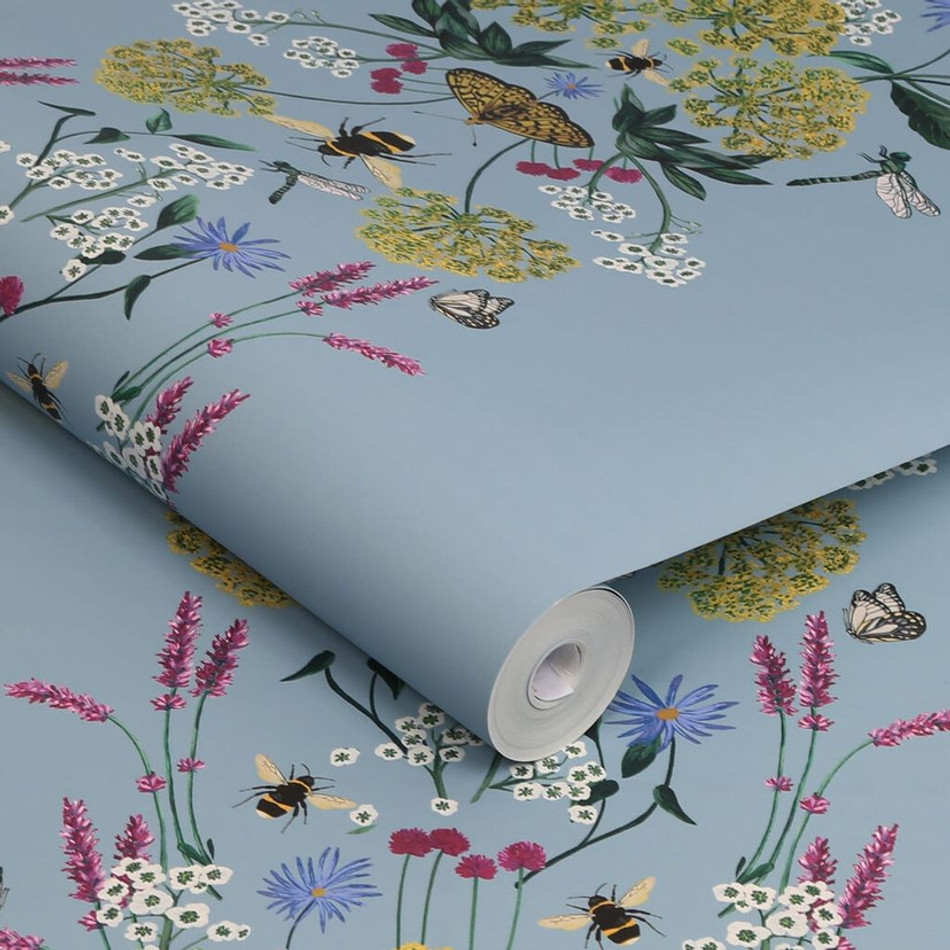 118577 Perfect Pollinators Haze Blue Wallpaper by Joules 118577 Perfect Pollinators Haze Blue Wallpaper by Joules