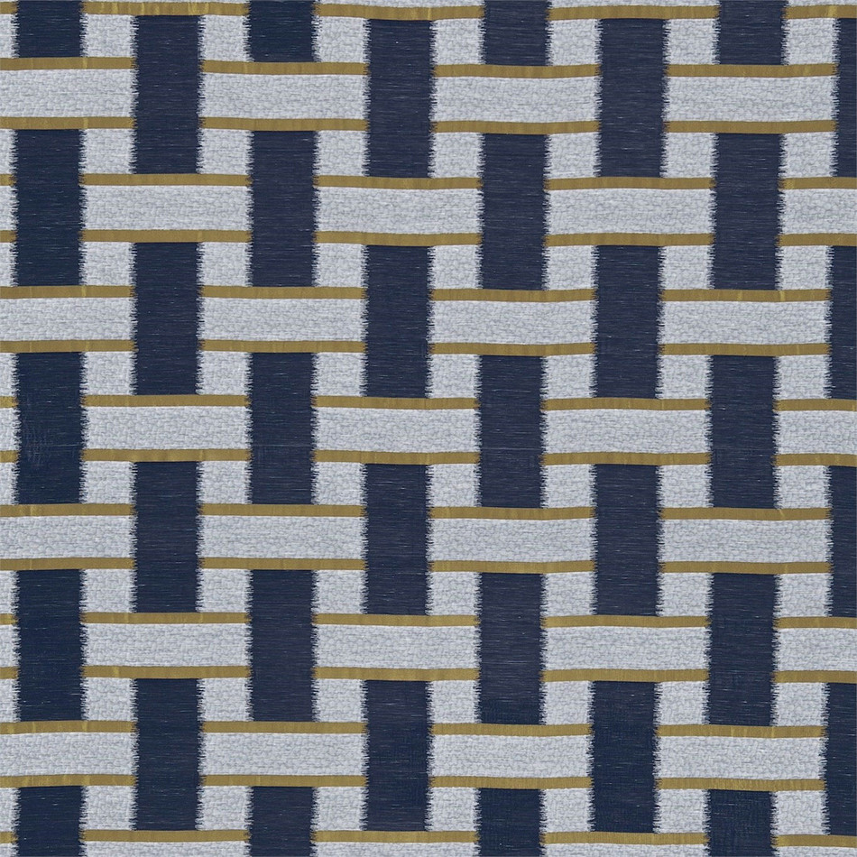 131352 Saki Momentum 6 Indigo / Ochre Fabric by Harlequin