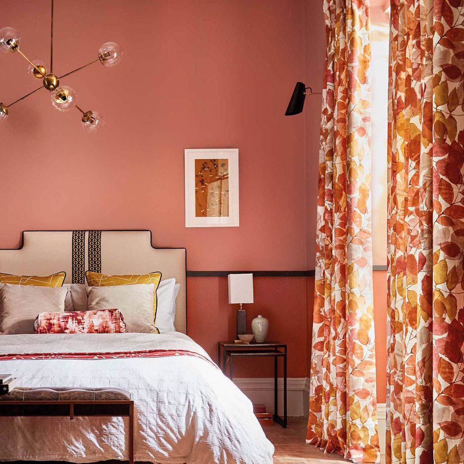 120969 Expose Momentum 14 Rosewood / Saffron / Parchment Fabric by Harlequin