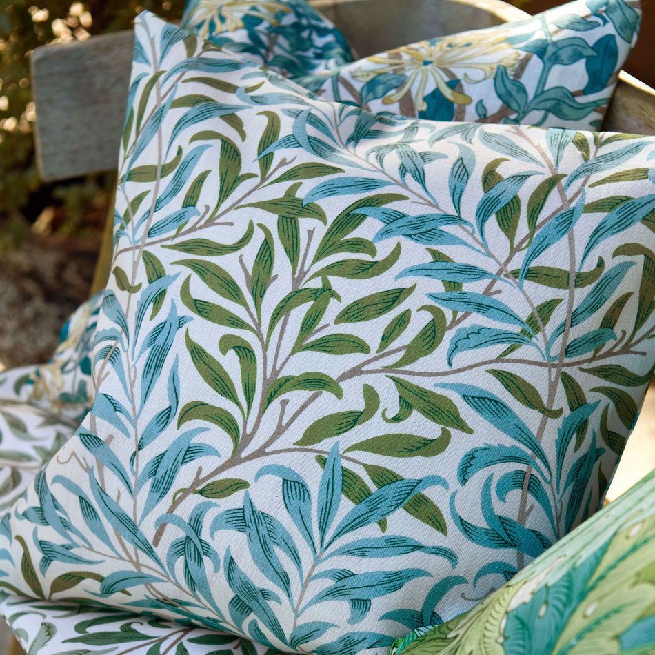 227112 Willow Bough Outdoor-Performance Nettle/Sky Blue Fabric by Morris & Co 227112 Willow Bough Outdoor-Performance Nettle/Sky Blue Fabric by Morris & Co