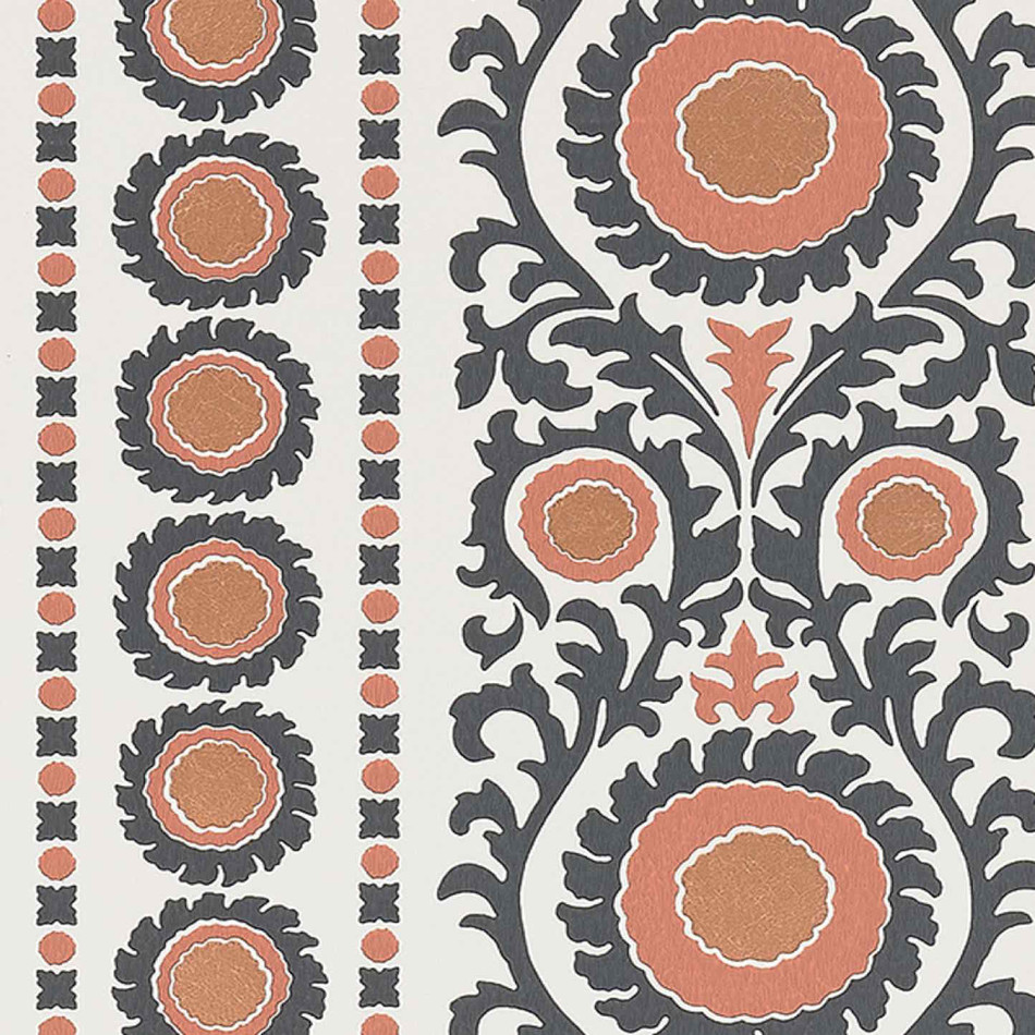 W7904-03 Samrina Byzance Charcoal/Copper Wallpaper by Osborne & Little