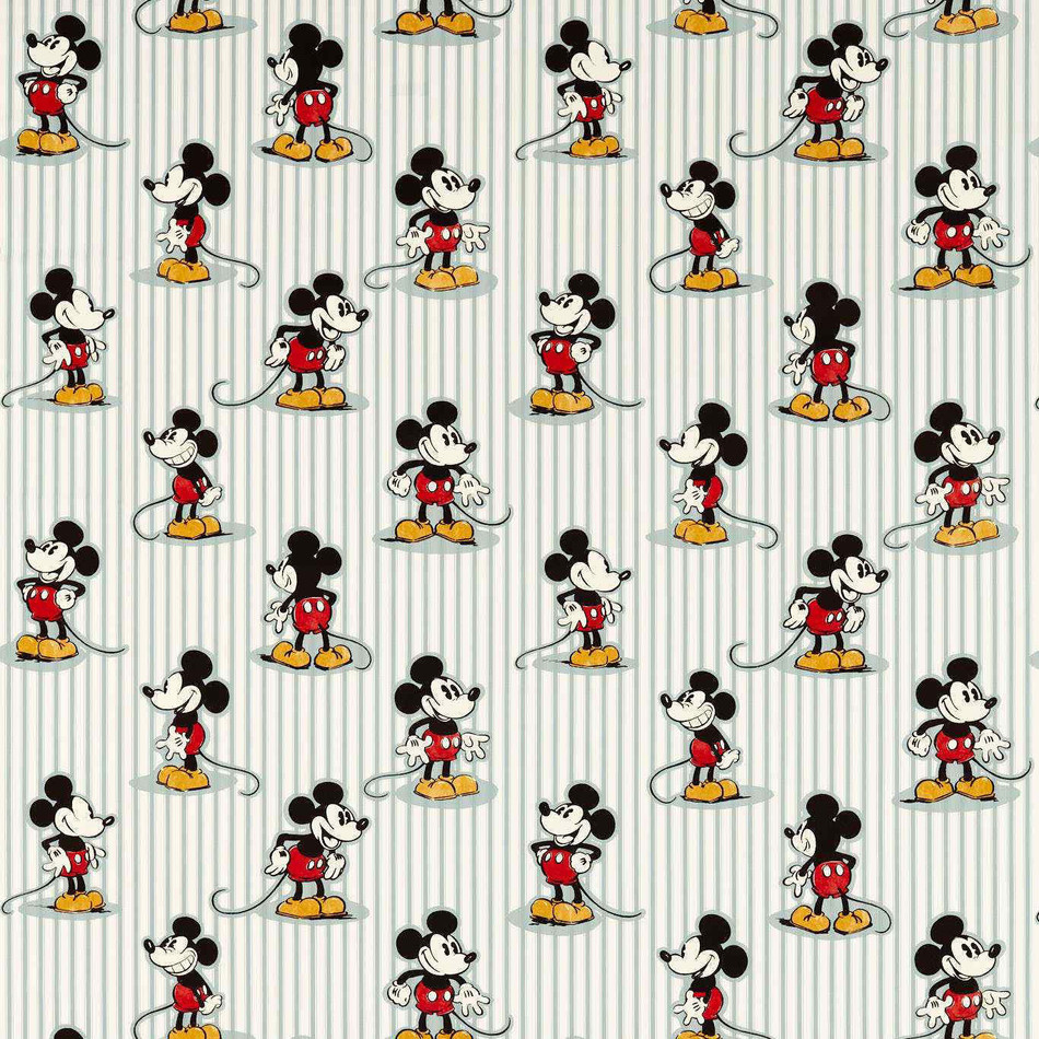 227150 Mickey Stripe Disney Home Sea Salt Fabric by Sanderson