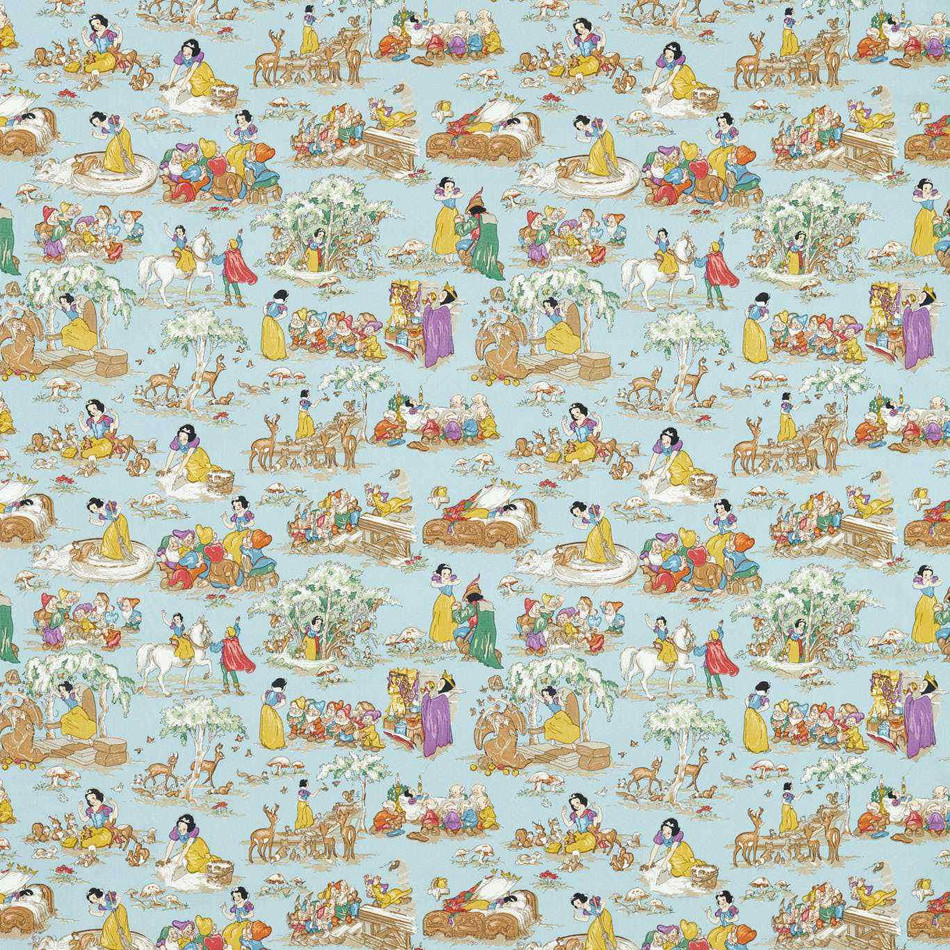 227153 Snow White Disney Home Puddle Blue Fabric by Sanderson