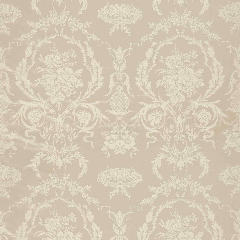 333385 Arabesque Silk Suffolk Damasks and Stripes Warm White Fabric by Zoffany