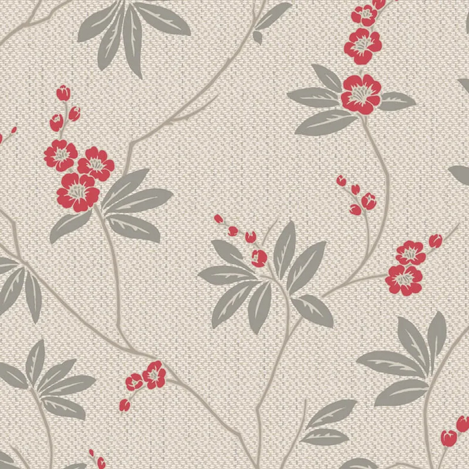 3022 Amelie Blossom Floral Red Wallpaper by Belgravia