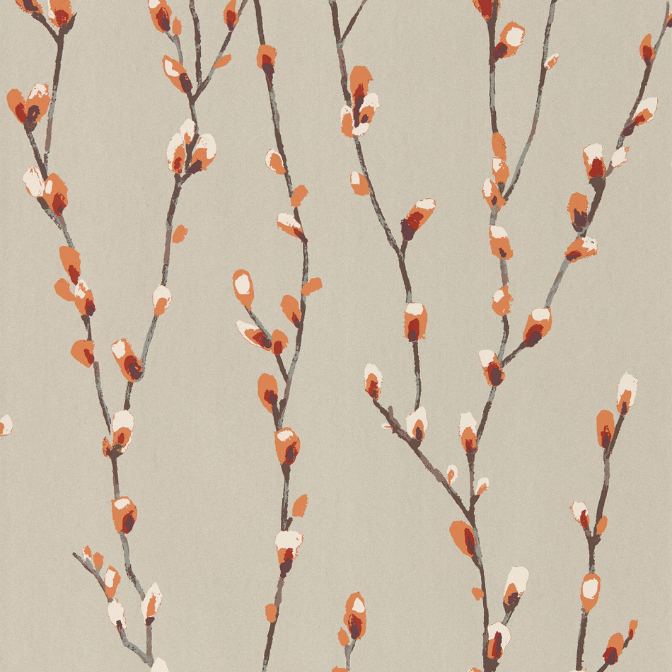 111470 Salice Idyllic Tangerine/Gilver Wallpaper by Harlequin