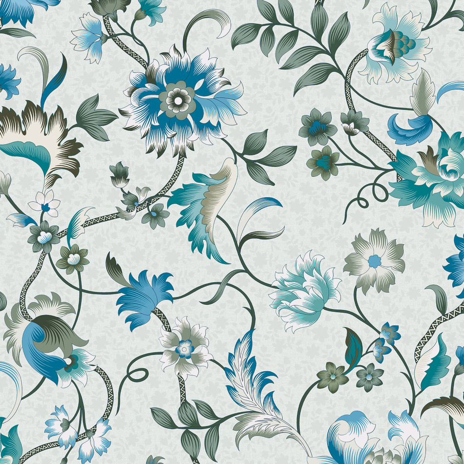 47647 Floral Heritage Blue Wallpaper By Galerie