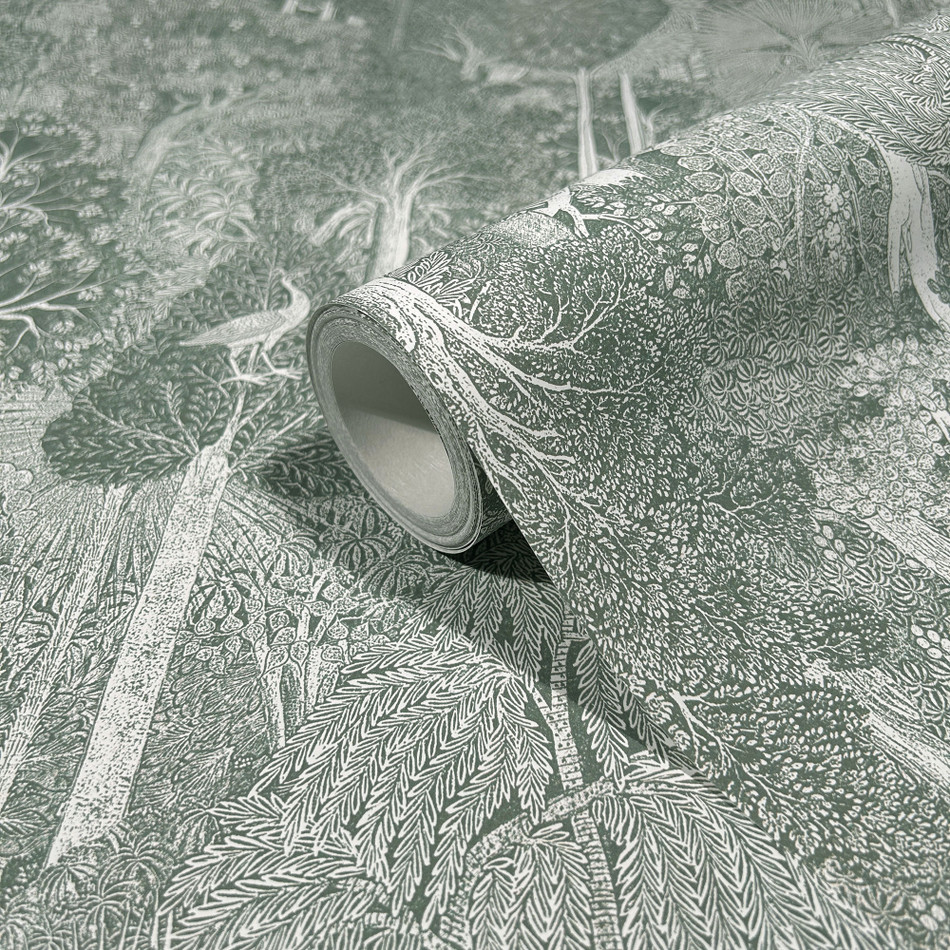 47651 Woodland Heritage Green Wallpaper By Galerie