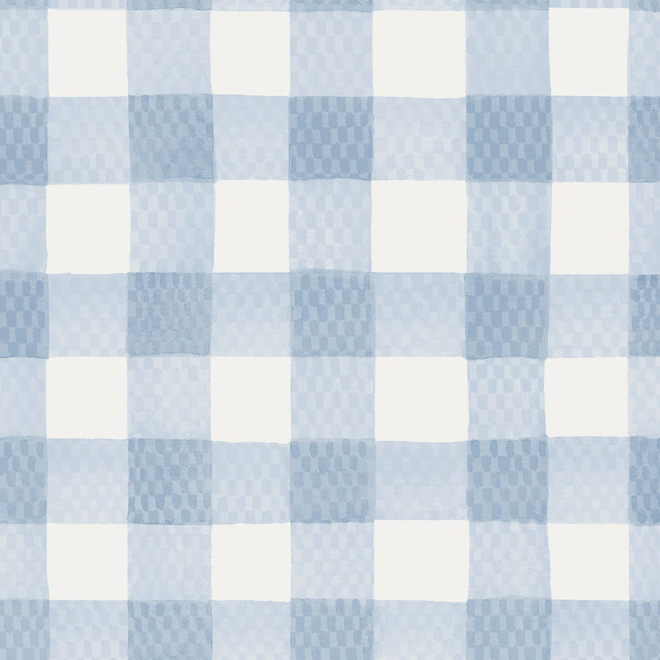 125514 Painted Gingham Blue Wallpaper by Cath Kidston