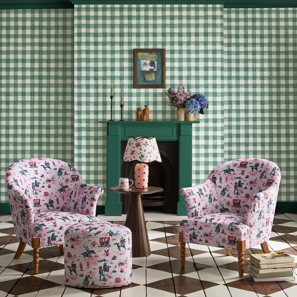 125516 Painted Gingham Green Wallpaper by Cath Kidston 125516 Painted Gingham Green Wallpaper by Cath Kidston