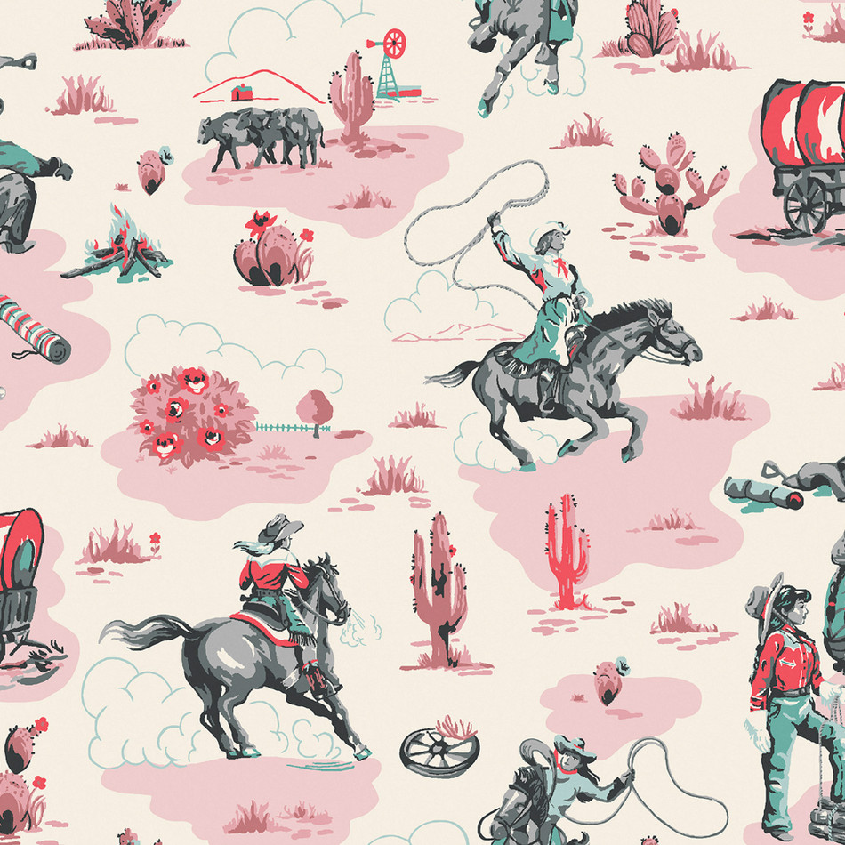 125534 Cowgirls Pink Wallpaper by Cath Kidston 125534 Cowgirls Pink Wallpaper by Cath Kidston