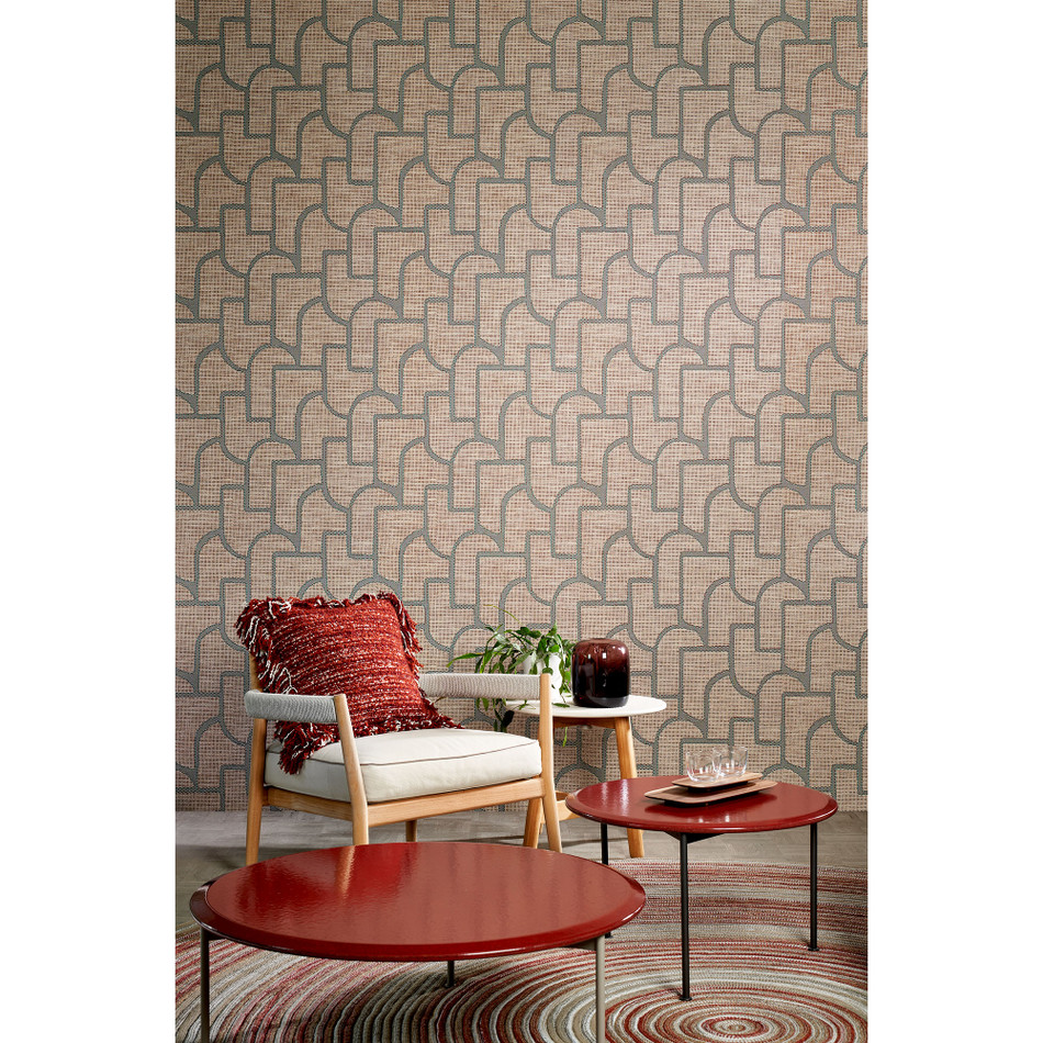 18912 Esparto Iberico Essentials Totem Terra Teal Wallpaper By Arte