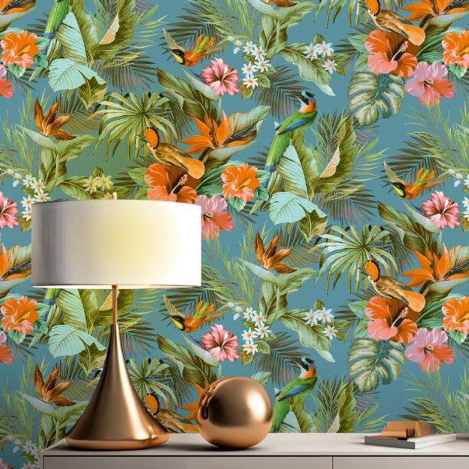 539097 Paradise Birds Teal Vasari Wallpaper by Rasch 539097 Paradise Birds Teal Vasari Wallpaper by Rasch