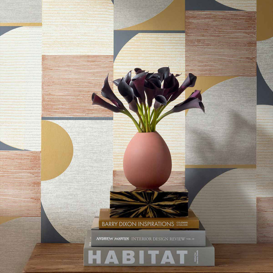 T41027 Saturn Modern Resource 4 Metallic Copper and Black Wallpaper by Thibaut